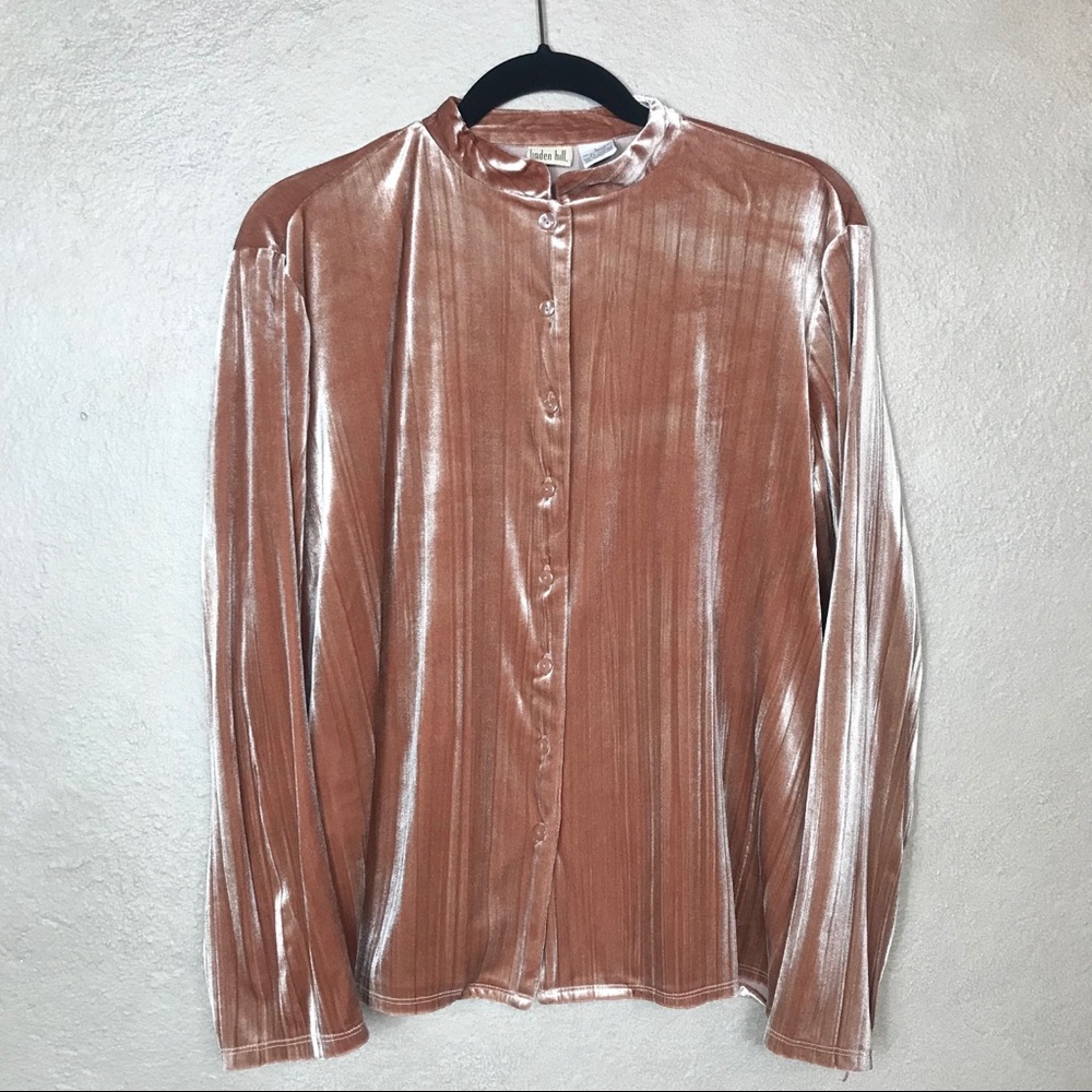 Velvet Button-Front Blouse in Rose Gold - Joie